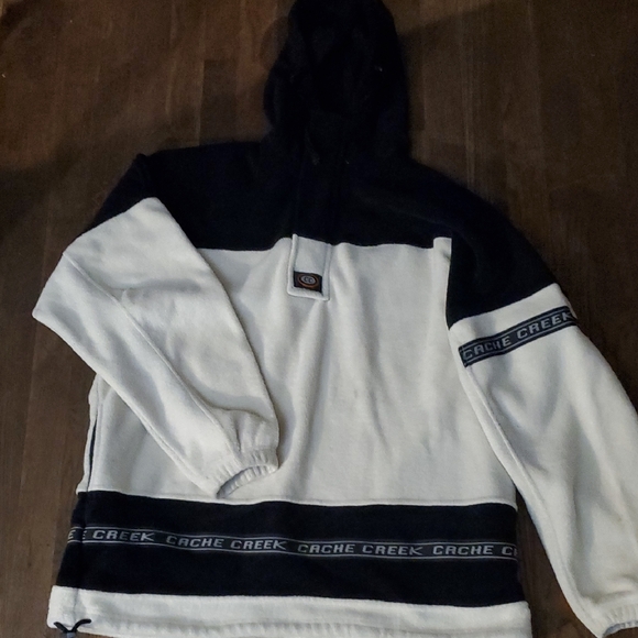 Cache Creek Fleece Hoodie Jacket Black & White Size L - Picture 1 of 12